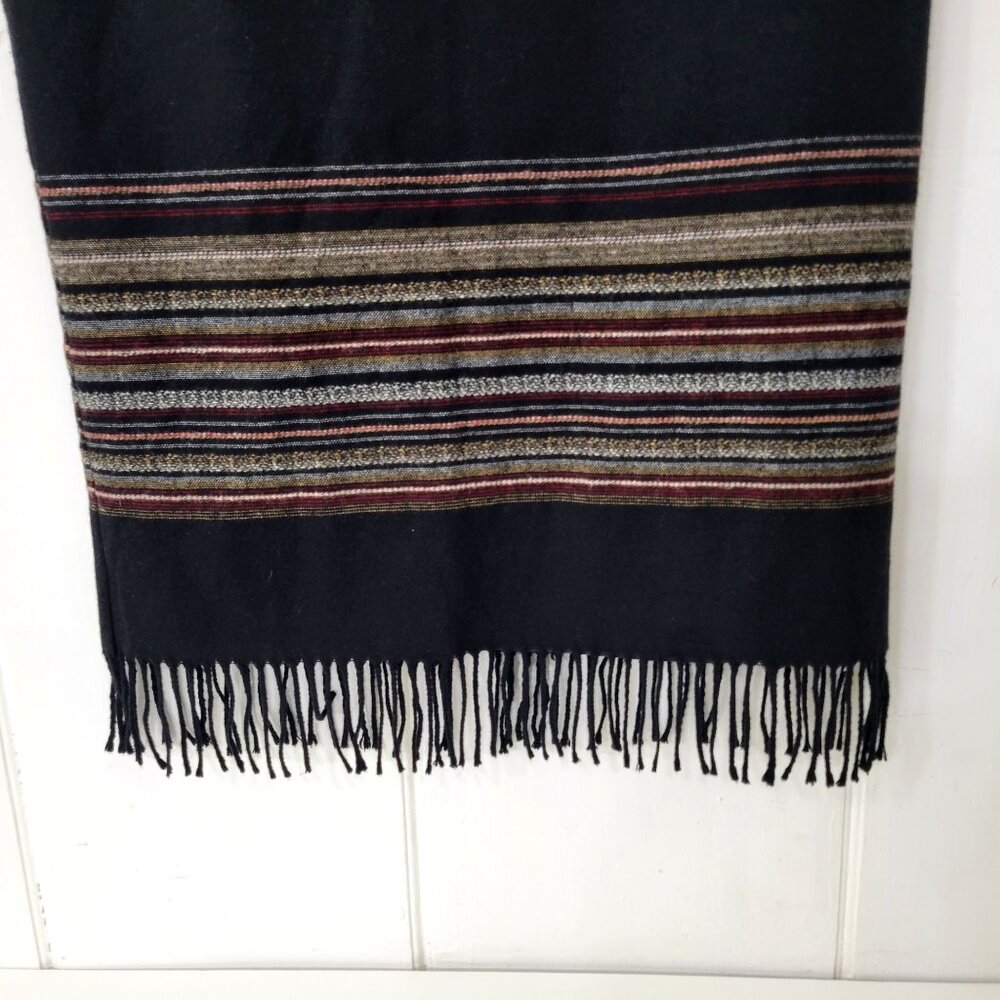 Michele Womens Size 10 Long Black Skirt With Fringe & Striped Detail - Picture 4 of 6
